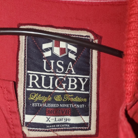Vintage Men's Red USA Rugby Twill Varsity Jacket (RN# 119921) - Picture 6 of 16